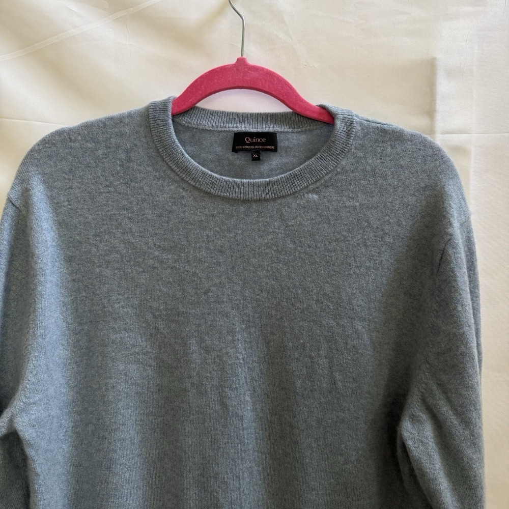 Quince Mens 100% Mongolian Cashmere Crewneck Sweater Faded Denim Size XL - Picture 2 of 10